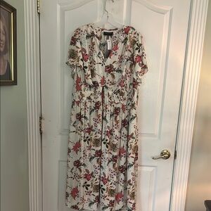 Lane Bryant Cream Flutter Sleeve Midi Sundress